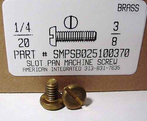 1/4-20X3/8 PAN HEAD SLOTTED MACHINE SCREW BRASS