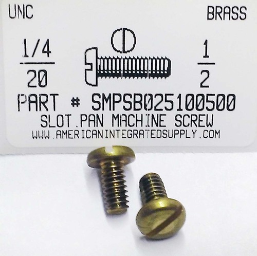 1/4-20X1/2 PAN HEAD SLOTTED MACHINE SCREW BRASS