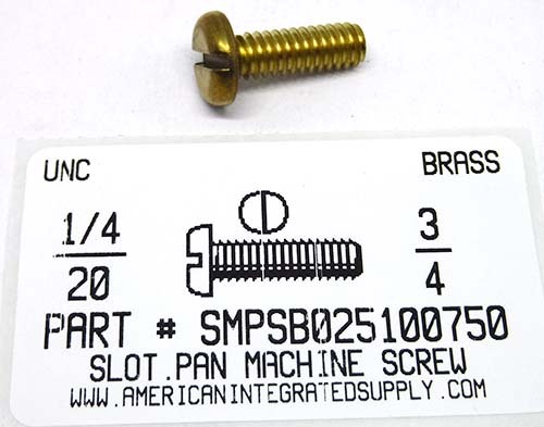 1/4-20X3/4 PAN HEAD SLOTTED MACHINE SCREW BRASS