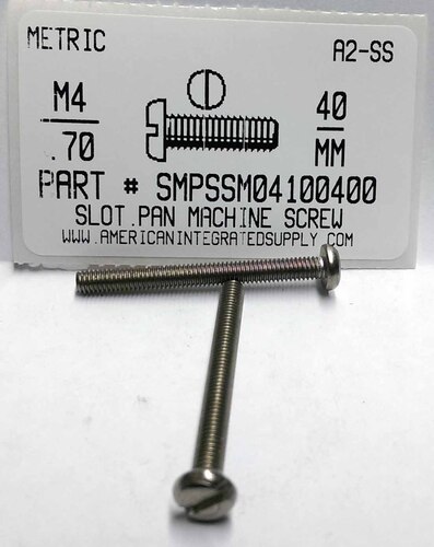 M4-.70X40mm PAN HEAD SLOTTED MACHINE SCREW A2 STAINLESS STEEL D85