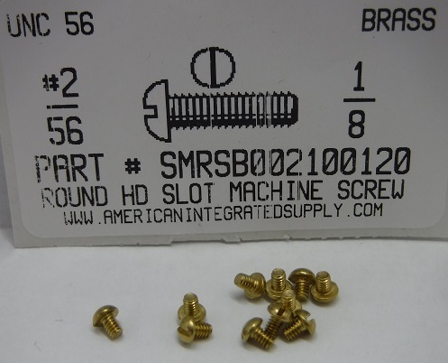 #2-56X1/8 ROUND HEAD SLOTTED MACHINE SCREW BRASS