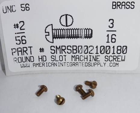 #2-56X3/16 ROUND HEAD SLOTTED MACHINE SCREW BRASS