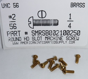 #2-56X1/4 ROUND HEAD SLOTTED MACHINE SCREW BRASS