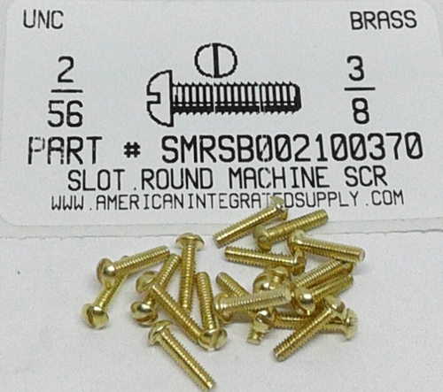 #2-56X3/8 ROUND HEAD SLOTTED MACHINE SCREW BRASS