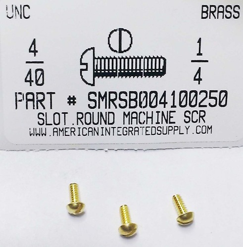 #4-40X1/4 ROUND HEAD SLOTTED MACHINE SCREW BRASS