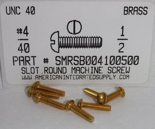 #4-40X1/2 ROUND HEAD SLOTTED MACHINE SCREW BRASS