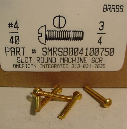 #4-40X3/4 ROUND HEAD SLOTTED MACHINE SCREW BRASS