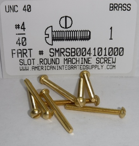 #4-40X1 ROUND HEAD SLOTTED MACHINE SCREW BRASS