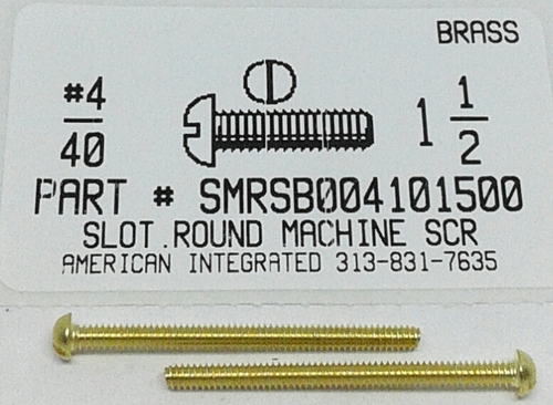 #4-40X1-1/2 ROUND HEAD SLOTTED MACHINE SCREW BRASS