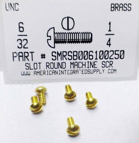 #6-32X1/4 ROUND HEAD SLOTTED MACHINE SCREW BRASS