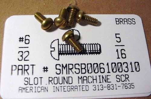 #6-32X5/16 ROUND HEAD SLOTTED MACHINE SCREW BRASS