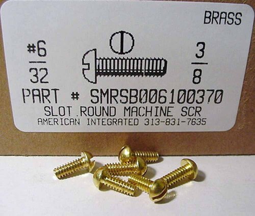 #6-32X3/8 ROUND HEAD SLOTTED MACHINE SCREW BRASS