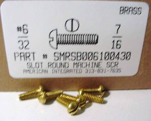 #6-32X7/16 ROUND HEAD SLOTTED MACHINE SCREW BRASS