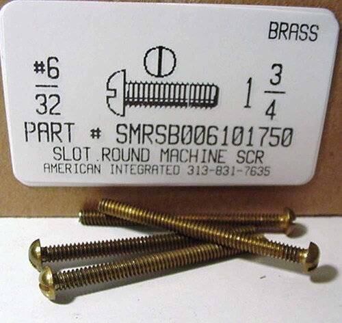 #6-32X1-3/4 ROUND HEAD SLOTTED MACHINE SCREW BRASS