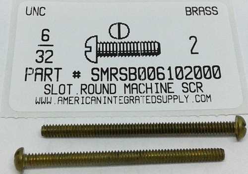 #6-32X2 ROUND HEAD SLOTTED MACHINE SCREW BRASS