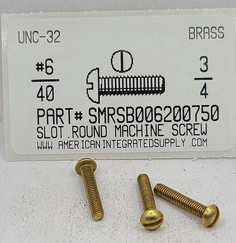 #6-40X3/4 ROUND HEAD SLOTTED MACHINE SCREW BRASS