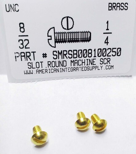 #8-32X1/4 ROUND HEAD SLOTTED MACHINE SCREW BRASS