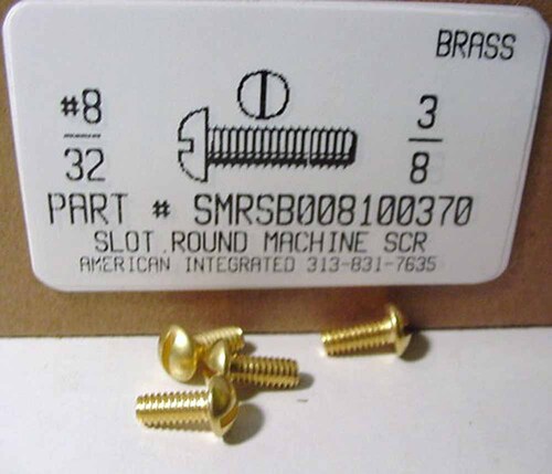 #8-32X3/8 ROUND HEAD SLOTTED MACHINE SCREW BRASS