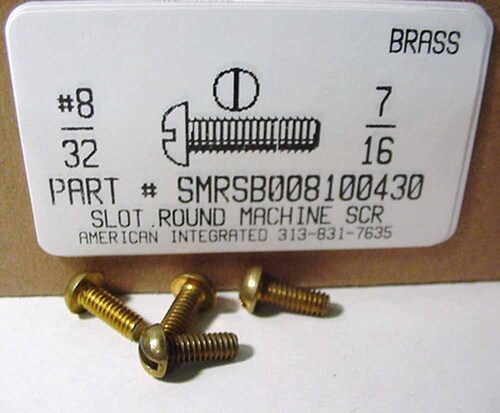 #8-32X7/16 ROUND HEAD SLOTTED MACHINE SCREW BRASS (DISCONTINUED)