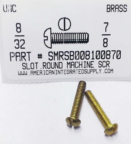 #8-32X7/8 ROUND HEAD SLOTTED MACHINE SCREW BRASS