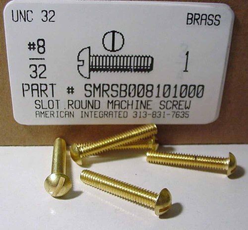 #8-32X1 ROUND HEAD SLOTTED MACHINE SCREW BRASS