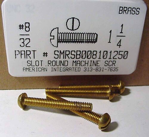 #8-32X1-1/4 ROUND HEAD SLOTTED MACHINE SCREW BRASS