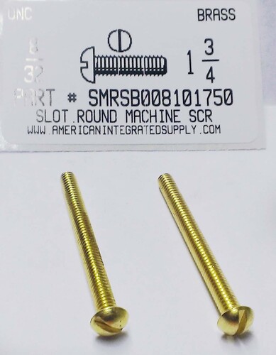 #8-32X1-3/4 ROUND HEAD SLOTTED MACHINE SCREW BRASS