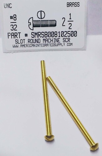 #8-32X2-1/2 ROUND HEAD SLOTTED MACHINE SCREW BRASS