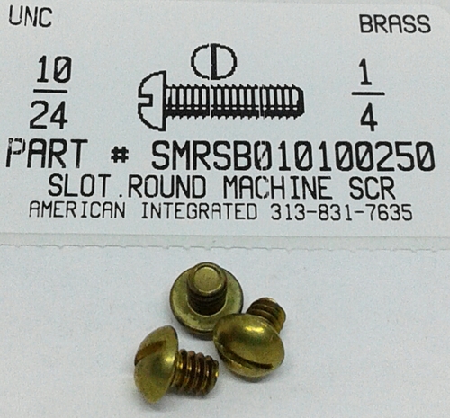 #10-24X1/4 ROUND HEAD SLOTTED MACHINE SCREW BRASS