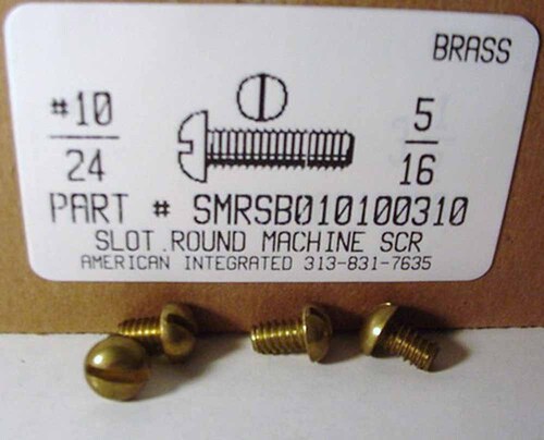 #10-24X5/16 ROUND HEAD SLOTTED MACHINE SCREW BRASS