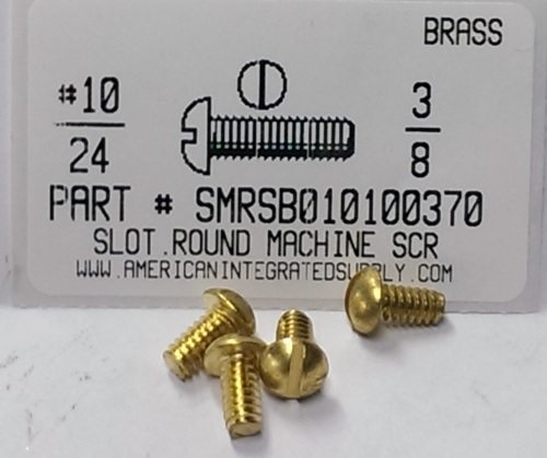 #10-24X3/8 ROUND HEAD SLOTTED MACHINE SCREW BRASS