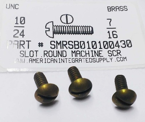 #10-24X7/16 ROUND HEAD SLOTTED MACHINE SCREW BRASS