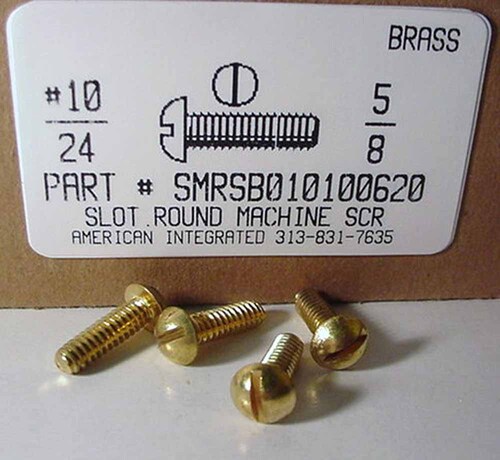 #10-24X5/8 ROUND HEAD SLOTTED MACHINE SCREW BRASS