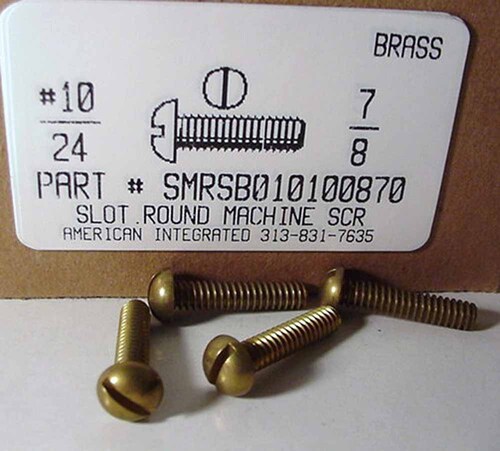 #10-24X7/8 ROUND HEAD SLOTTED MACHINE SCREWS BRASS