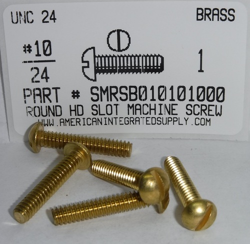 #10-24X1 ROUND HEAD SLOTTED MACHINE SCREW BRASS