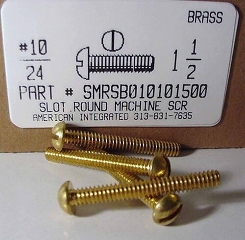 #10-24X1-1/2 ROUND HEAD SLOTTED MACHINE SCREW BRASS