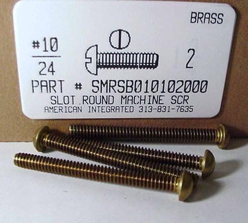 #10-24X2 ROUND HEAD SLOTTED MACHINE SCREW BRASS