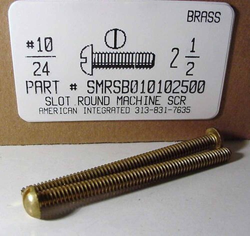 #10-24X2-1/2 ROUND HEAD SLOTTED MACHINE SCREW BRASS