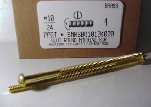 #10-24X4 ROUND HEAD SLOTTED MACHINE SCREW BRASS