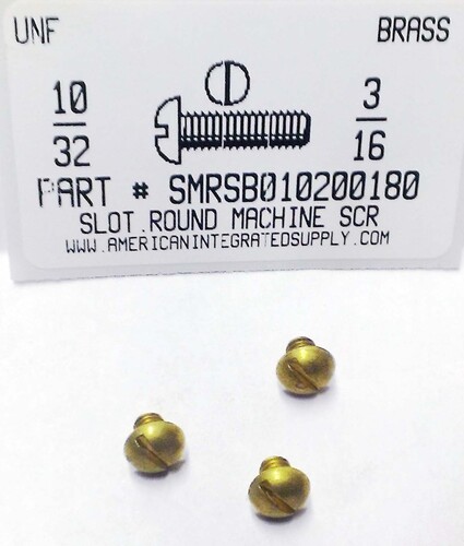 #10-32X3/16 ROUND HEAD SLOTTED MACHINE SCREW BRASS