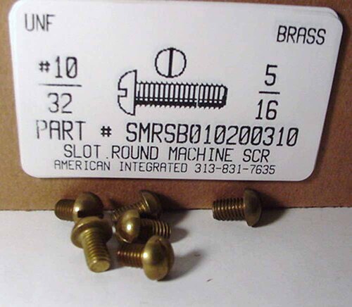 #10-32X5/16 ROUND HEAD SLOTTED MACHINE SCREW BRASS