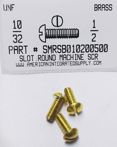 #10-32X1/2 ROUND HEAD SLOTTED MACHINE SCREW BRASS