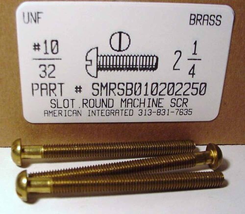 #10-32X2-1/4 ROUND HEAD SLOTTED MACHINE SCREW BRASS