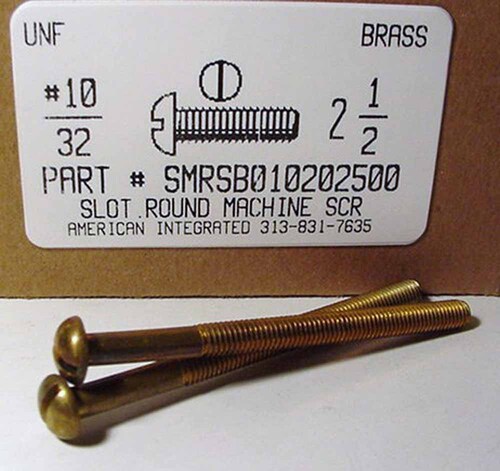 #10-32X2-1/2 ROUND HEAD SLOTTED MACHINE SCREW BRASS