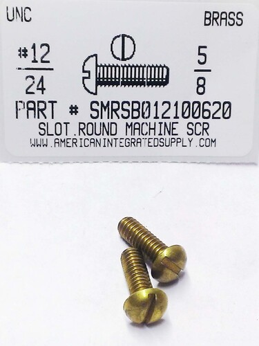 #12-24X5/8 ROUND HEAD SLOTTED MACHINE SCREW BRASS