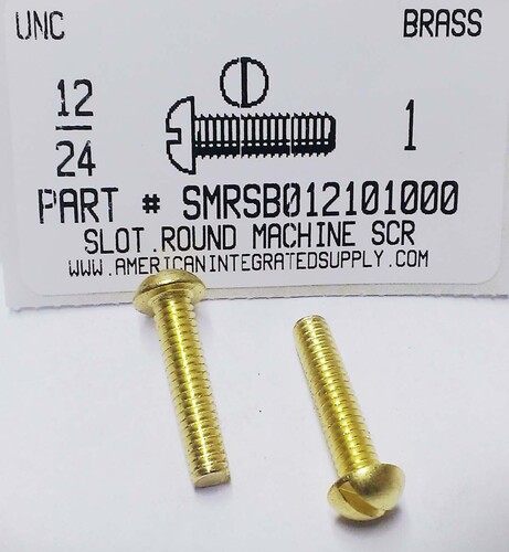 #12-24X1 ROUND HEAD SLOTTED MACHINE SCREW BRASS