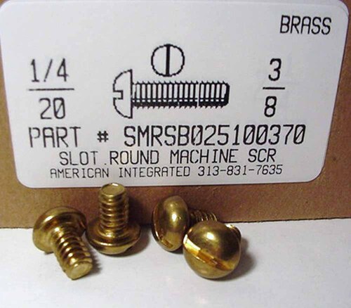 1/4-20X3/8 ROUND HEAD SLOTTED MACHINE SCREW BRASS