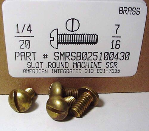 1/4-20X7/16 ROUND HEAD SLOTTED MACHINE SCREW BRASS (DISCONTINUED)