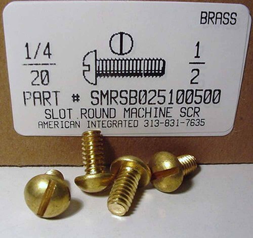 1/4-20X1/2 ROUND HEAD SLOTTED MACHINE SCREW BRASS