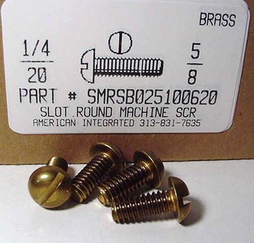 1/4-20X5/8 ROUND HEAD SLOTTED MACHINE SCREW BRASS